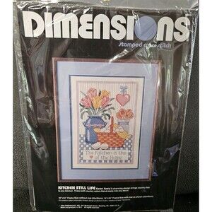 Dimensions 10x14” Kitchen Still Life Stamped Cross Stitch Kit #3080 1988 Home